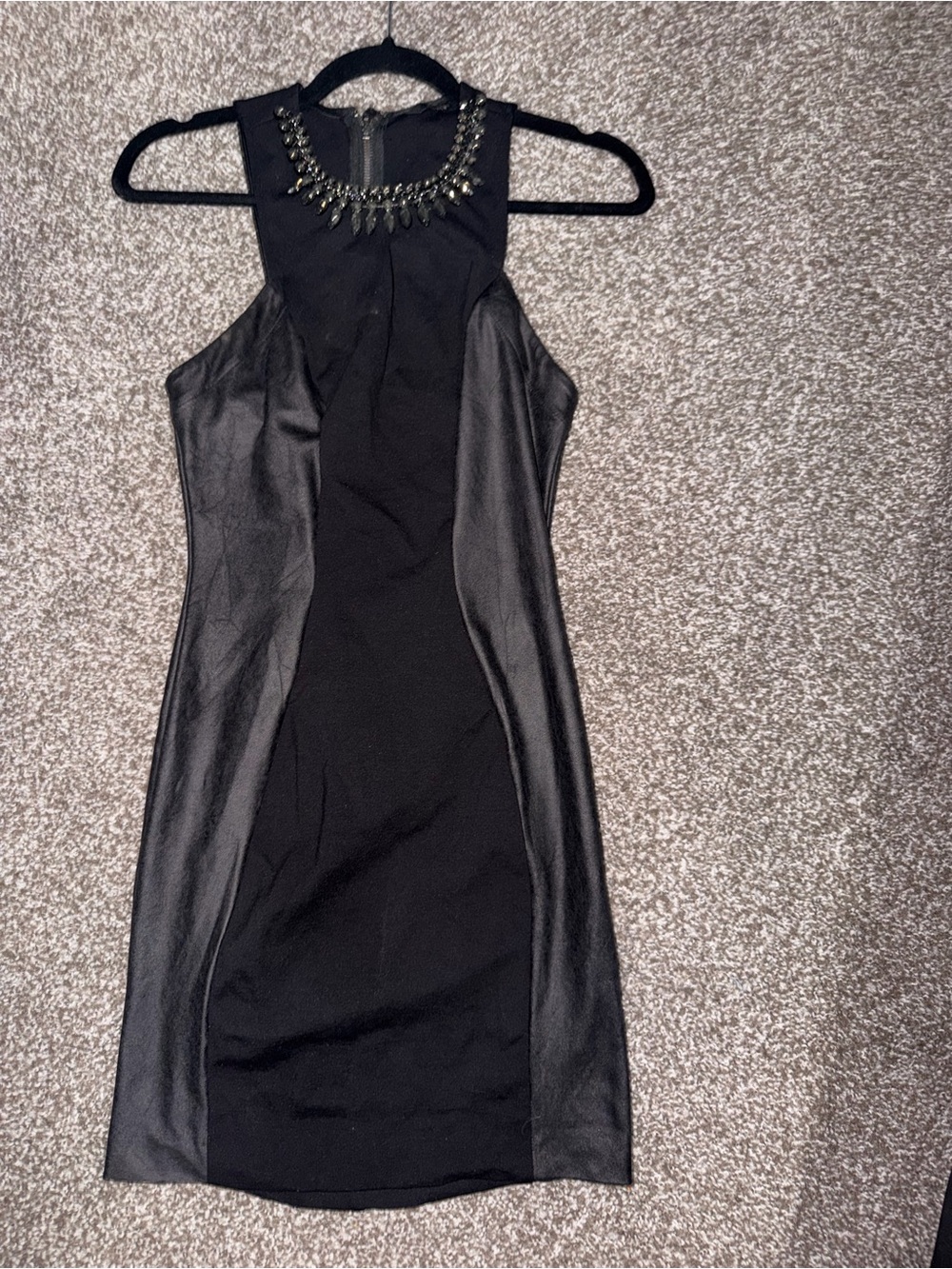 Guess Black Mini Dress with Embellished Neckline